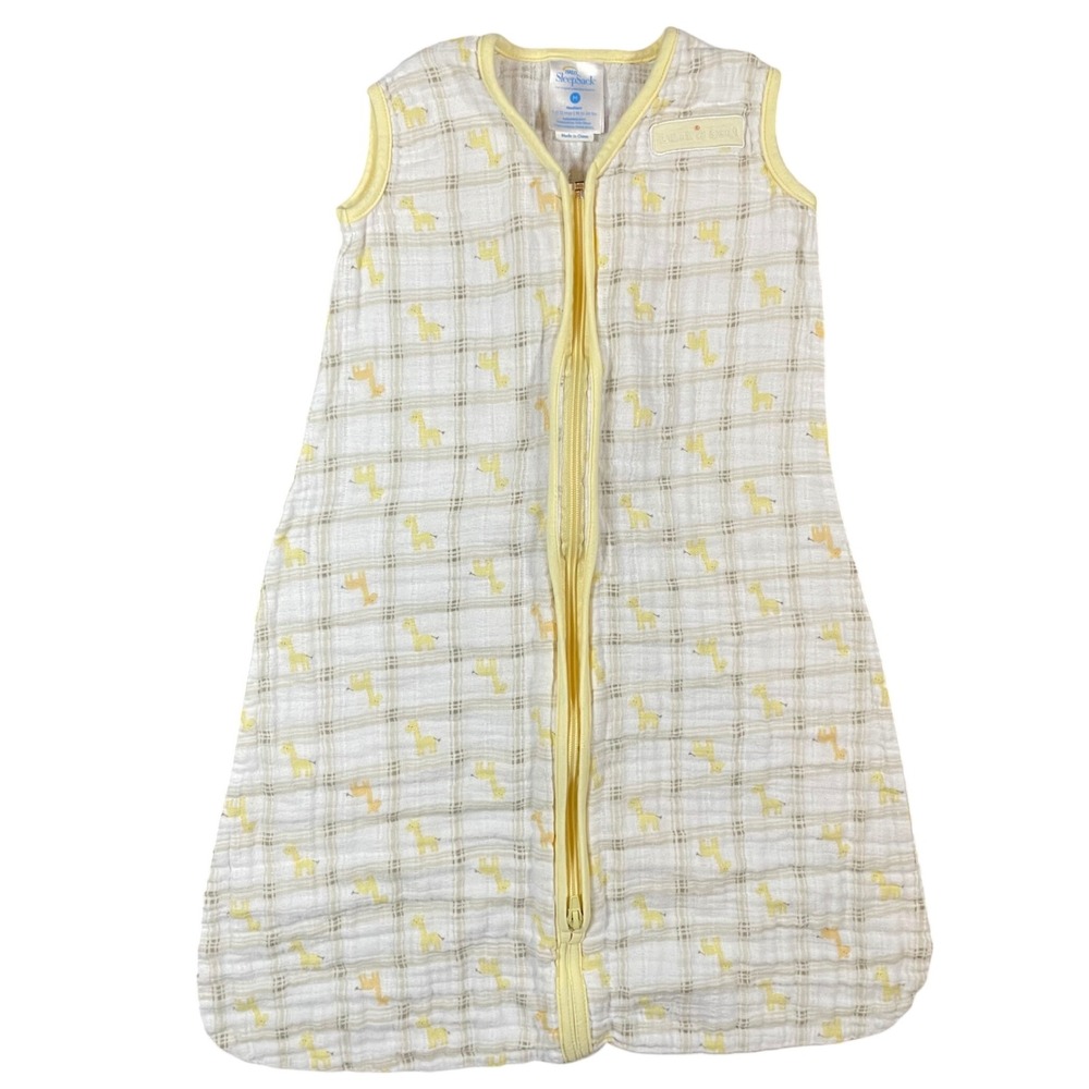 Halo SleepSack Muslin Wearable Blanket Medium 6-12 Months Yellow Giraffe Plaid
